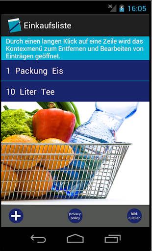 Einfache Einkaufsliste