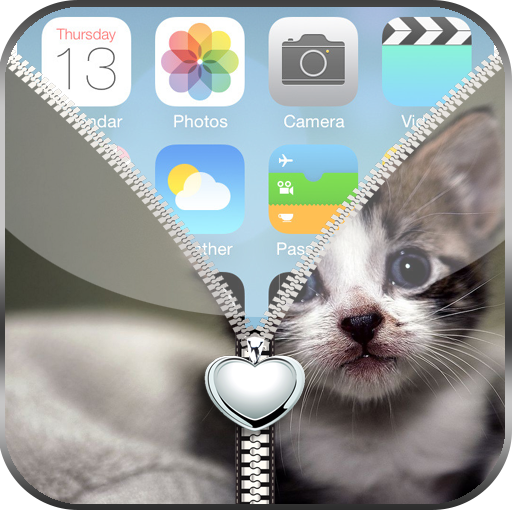 Cute Kitty zipper Lock Screen LOGO-APP點子