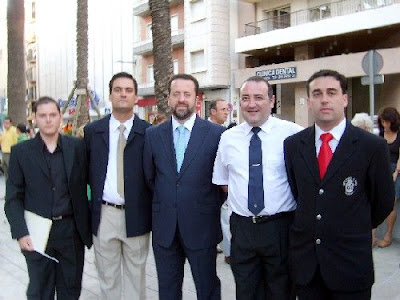 El director pozoalbense, Francisco Moyano, el primero a la derecha, con el uniforme de la Banda