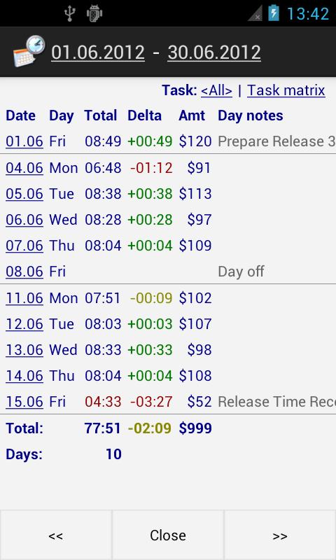 Time Recording Android