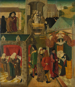 RIJKS: Master of the St Elizabeth Panels: Saint Elizabeth of Hungary Tending the Sick in Marburg, Death of St Elizabeth, inner right wing of an altarpiece made for the Grote Kerk in Dordrecht 1495