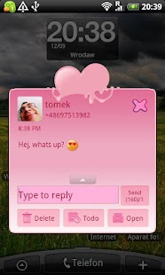 GO SMS Pro Pink Hearts Theme - screenshot thumbnail