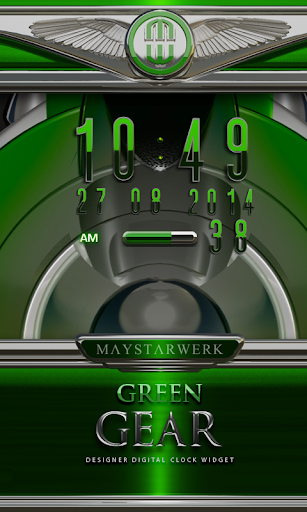 Digi Clock Widget Green Gear