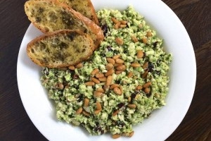 Brussels Slaw with Tahini Dressing