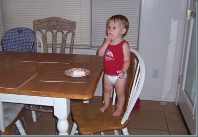 Caitlin eating Evans Cheesecake