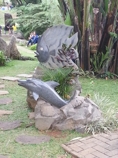 Dolphin and Fish Sculpture
