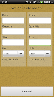 Android application Cheapest Cost Per Unit screenshot