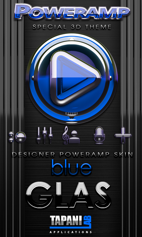 Android application Poweramp skin Blue Glas deluxe screenshort