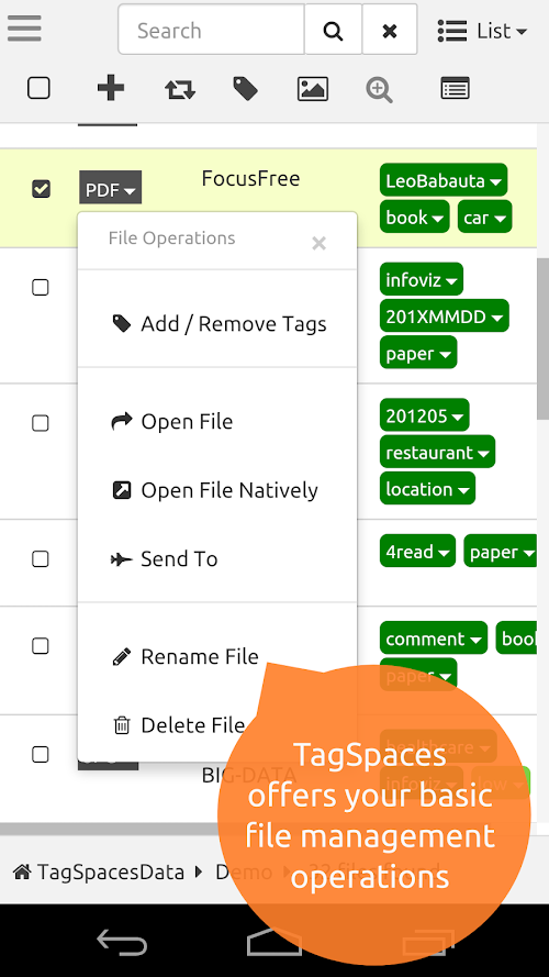 Android application TagSpaces screenshort