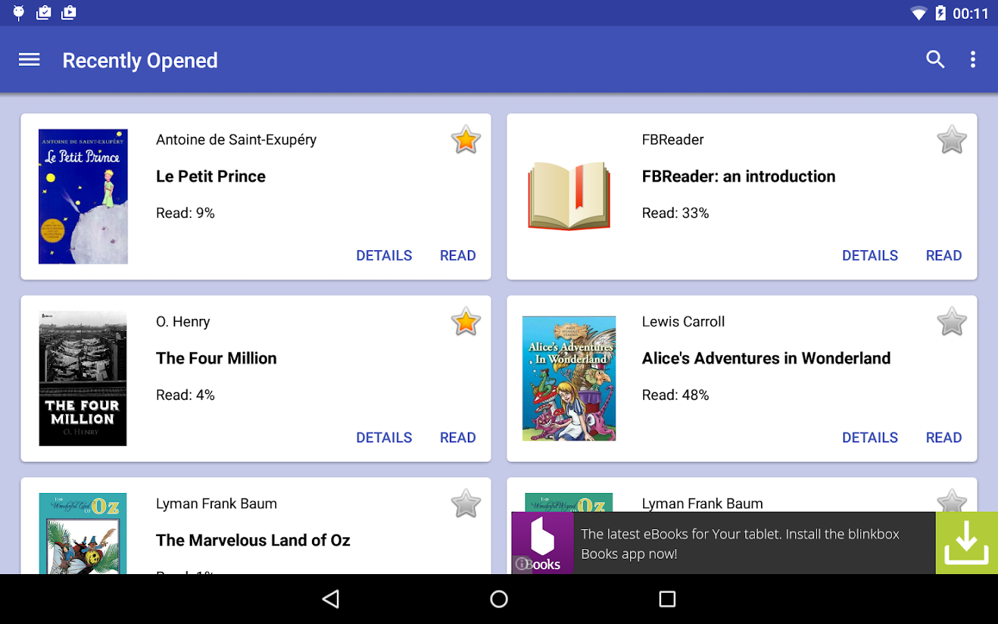    FBReader Bookshelf- screenshot  
