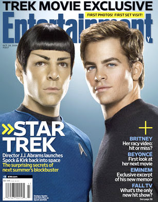 Entertainment Weekly com James Kirk (Chris Pine) e Mr. Spock (Zachary Quinto)