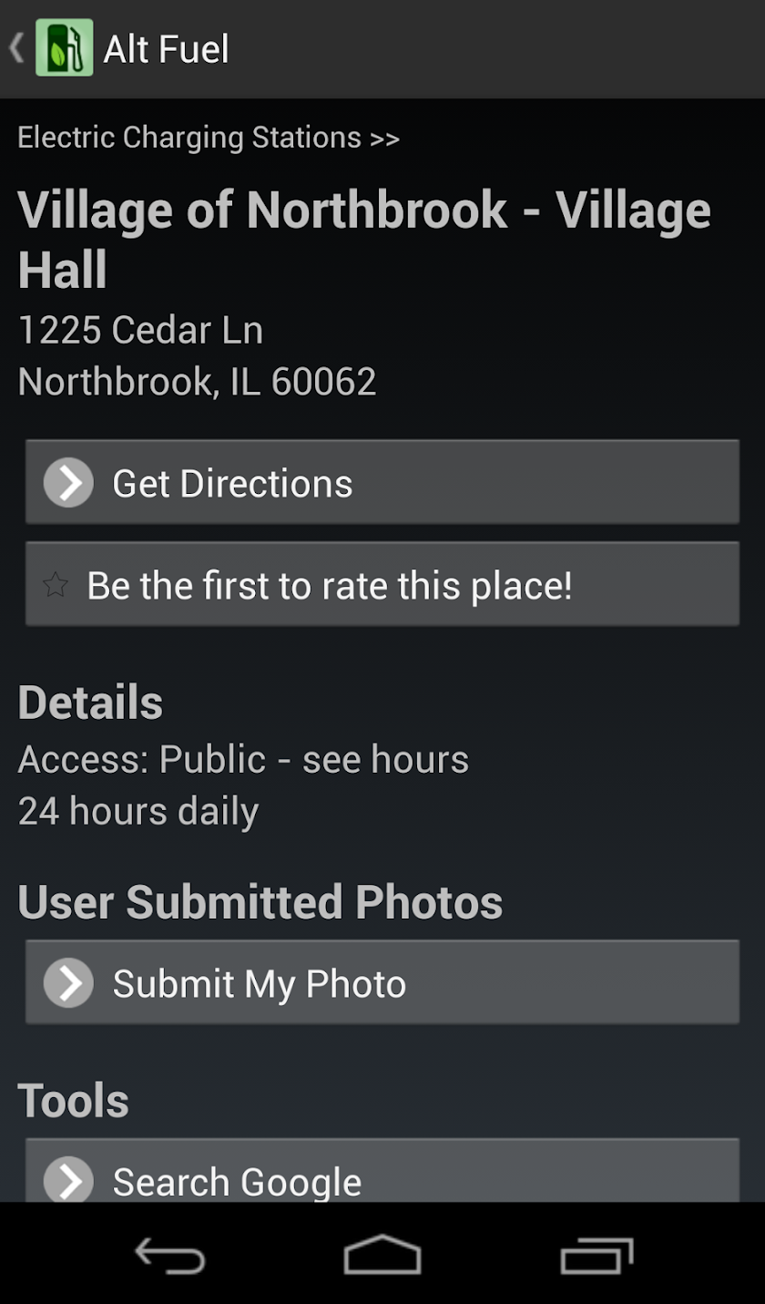 Alternative Fuel Finder Screen 3