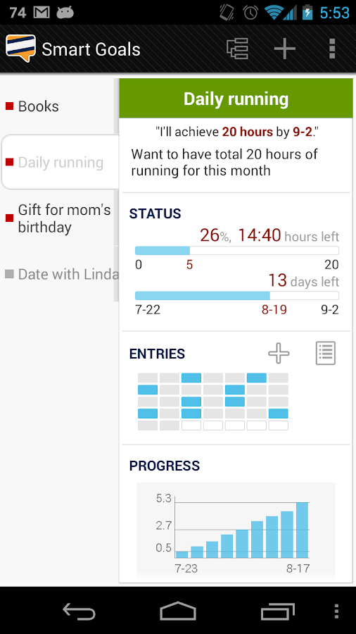 Goal tracker: SmartGoals Pro - screenshot