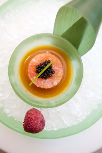 Culinary-Experiences-Nobu-Tuna-Tartare-with-Caviar - The gorgeously arrayed Tuna Tartare with Caviar makes an unparalleled entree while dining on Crystal Serenity.