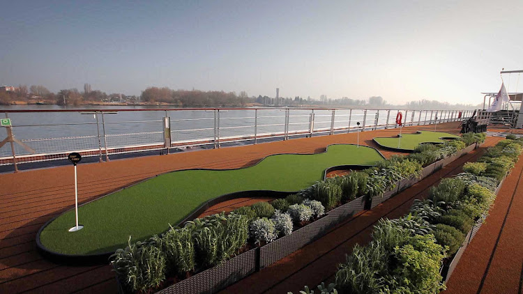 You can practice your putting skills amid the lush herbs on the top deck of your Viking Longship. 