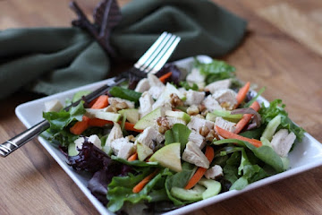 Turkey and Walnut Salad with Cranberry Dressing