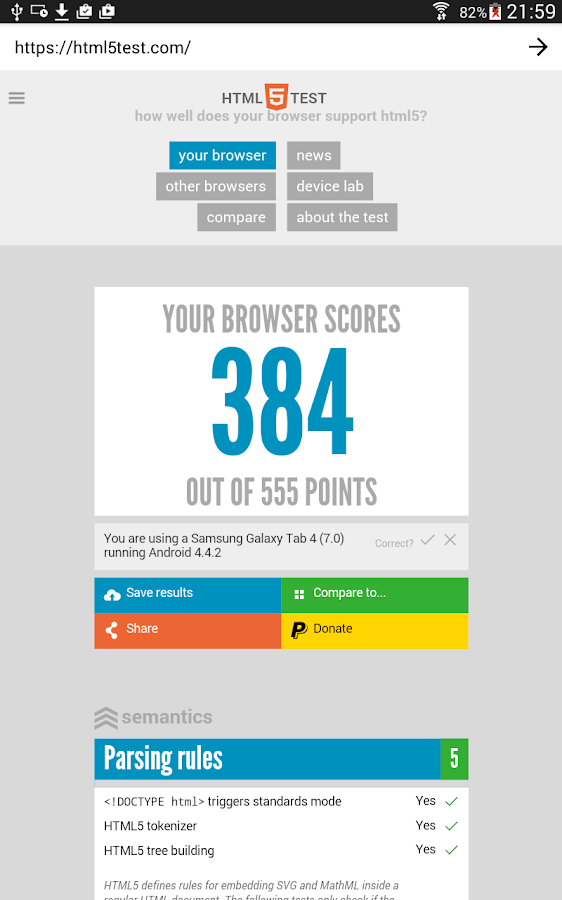   HTML5test WebView – Capture d'écran 