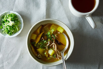 Turmeric-Miso Soup with Shiitakes, Turnips, and Soba Noodles