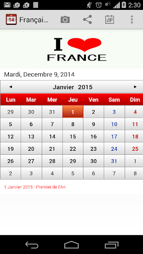 【免費生產應用App】Français Calendrier 2015-APP點子