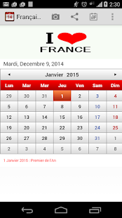 Free Français Calendrier 2015 APK for Android