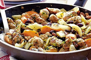Bangers & beans in a pan