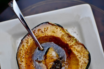 Vanilla Bourbon Baked Balsamic Acorn Squash