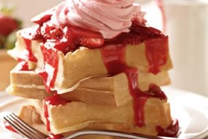 Belgian Waffles with Triple Strawberry Topping