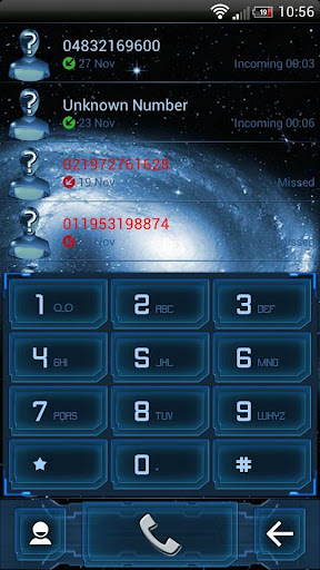 exDialer Blue Galaxy Theme