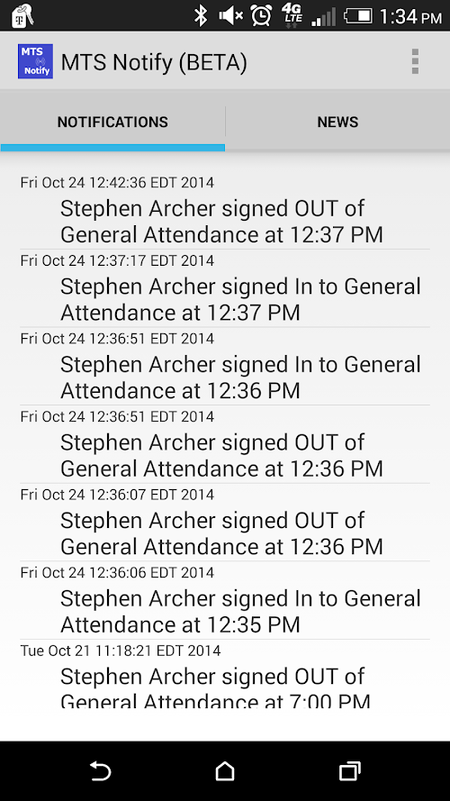 Android application MTS Notify screenshort