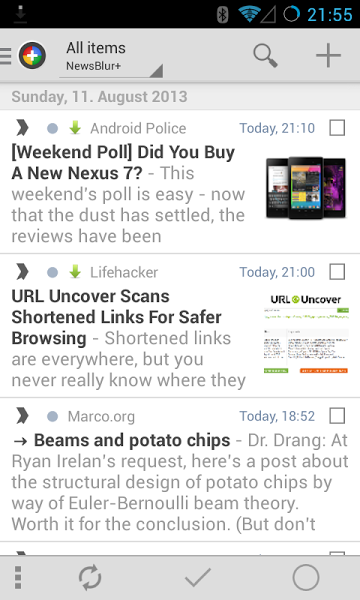 NewsBlur+ extension for News+ Screen 1