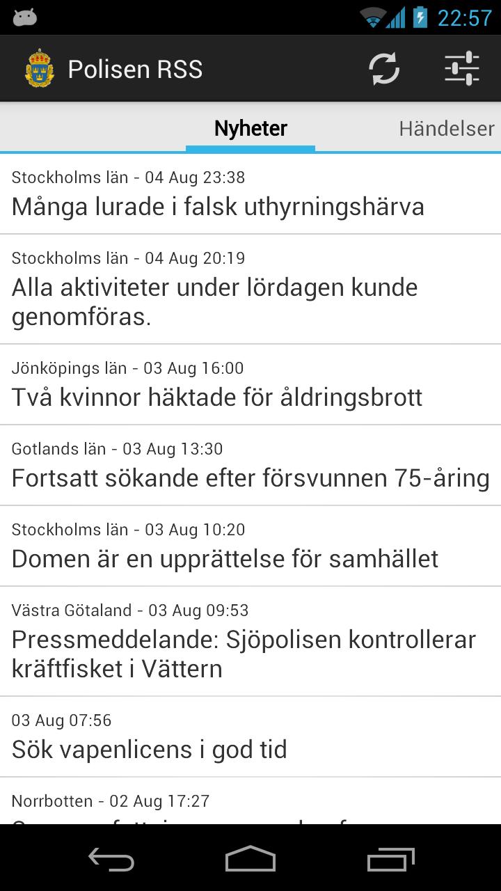 Polisen RSS Screen 1