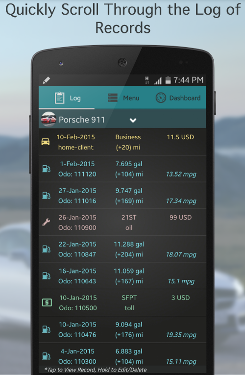 Fuel Buddy Car Mileage Log screenshot
