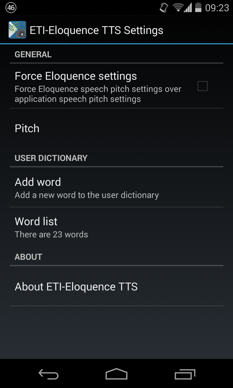 Eloquence Text To Speech Screen 3