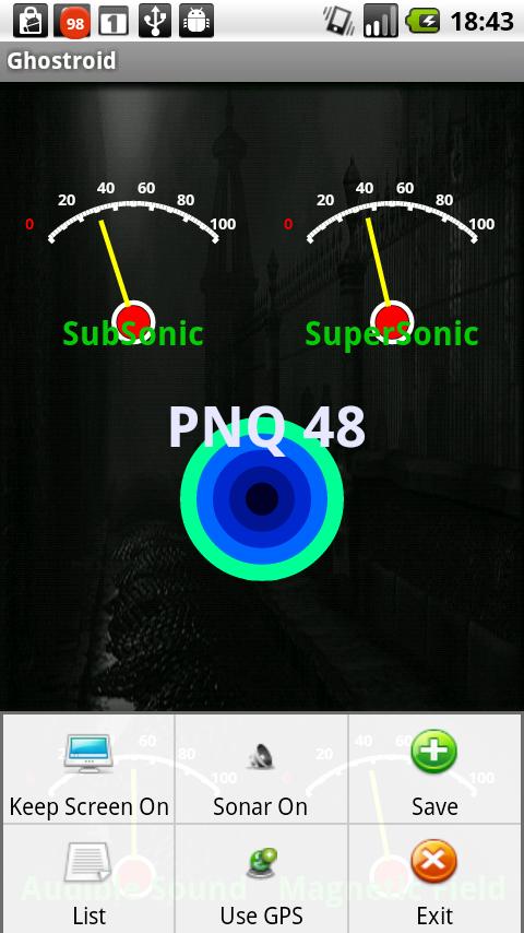 Android application Ghostroid Paranormal Detector screenshort