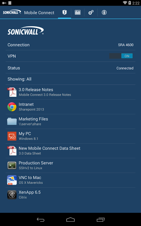 sonicwall vpn android app