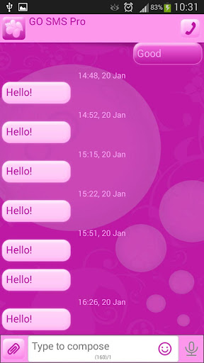 GO SMS Proのピンクバブルガム