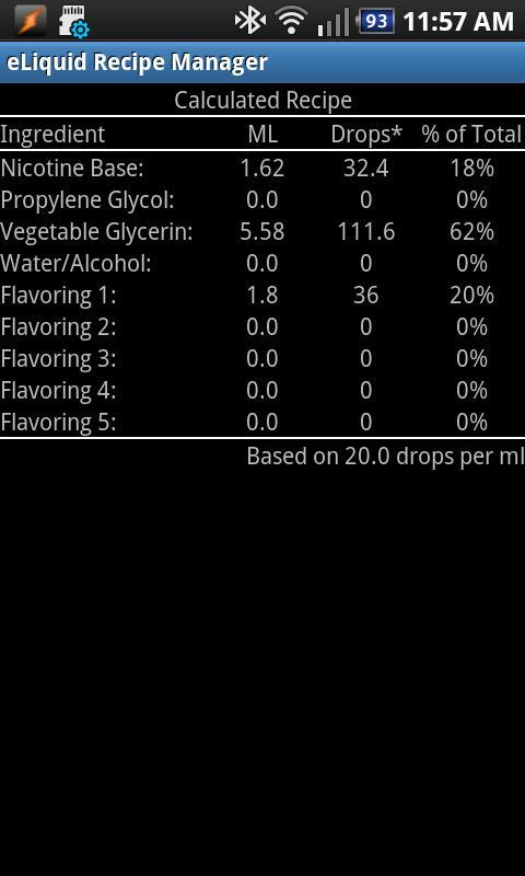 eLiquid Recipe Manager Pro Screen 3