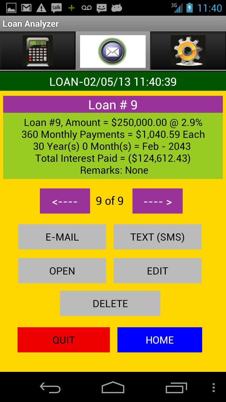 Loan Analyzer Screen 2