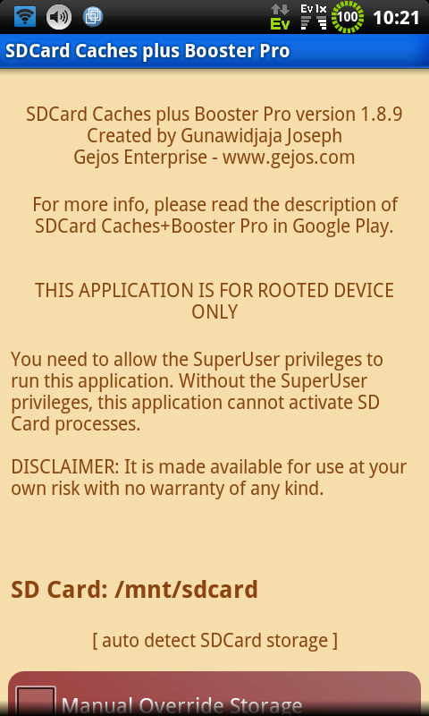 SDCARD CACHES PLUS BOOSTER PRO - screenshot