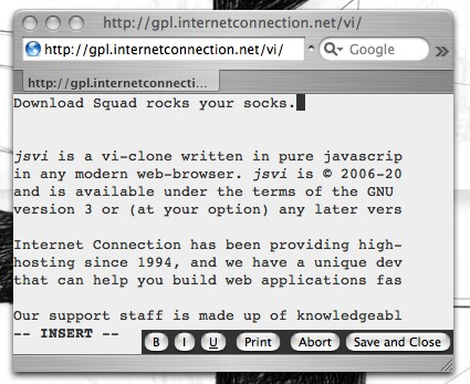 jsvi web-based Vi clone