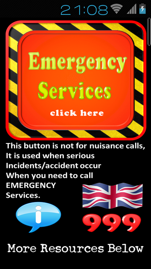 Android application Emergency Services UK Plus screenshort