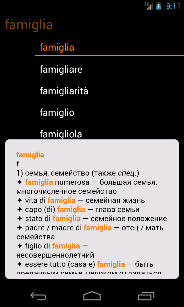 Russian Italian Dictionary Screen 3