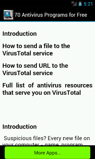 【免費教育App】70 Antivirus Programs for Free-APP點子