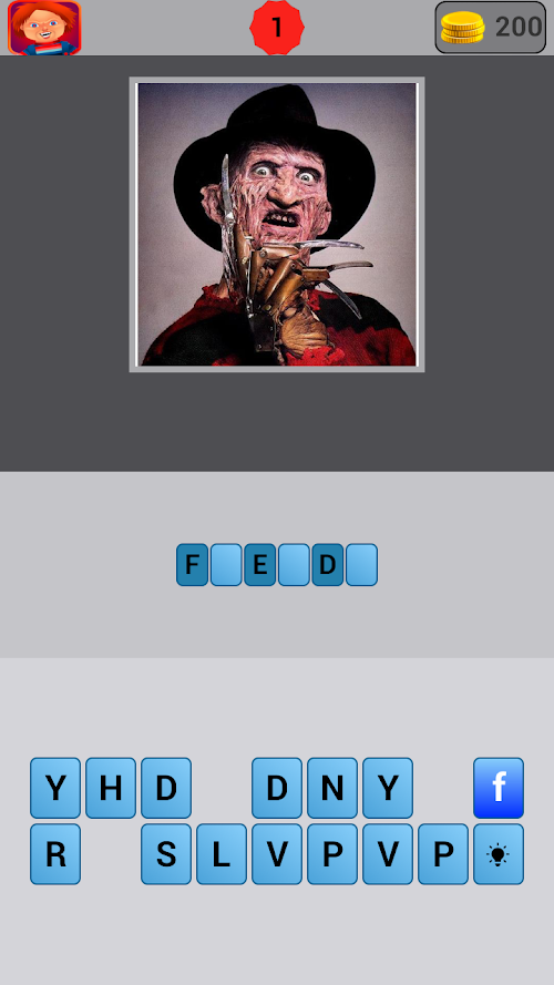 Android application Horror Movie Killer Faces Quiz screenshort