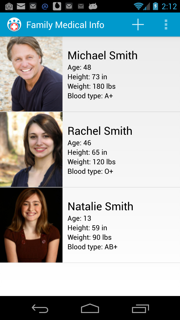 Family Medical Info Screen 1