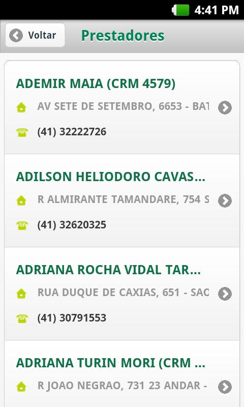 Unimed Curitiba Mobile Screen 2