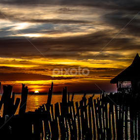 Fenced Sunset by Ynon Francisco - Landscapes Sunsets & Sunrises