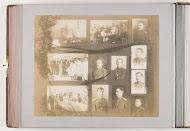 Compositie van twaalf foto's van personen en onderwijs aan de Keizerlijke Militair-Medische Academie, gecombineerd met decoratie van gedroogde takken