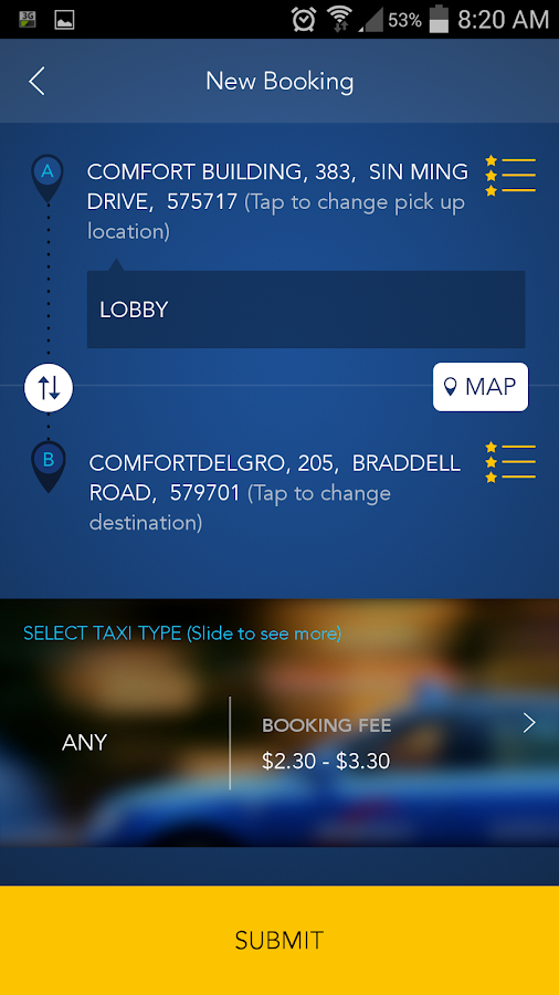    ComfortDelGro Taxi Booking App- screenshot  