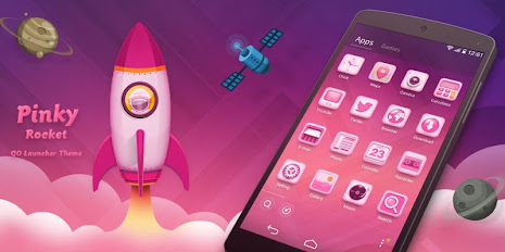 Pinky Rocket GO Launcher Theme poster 2